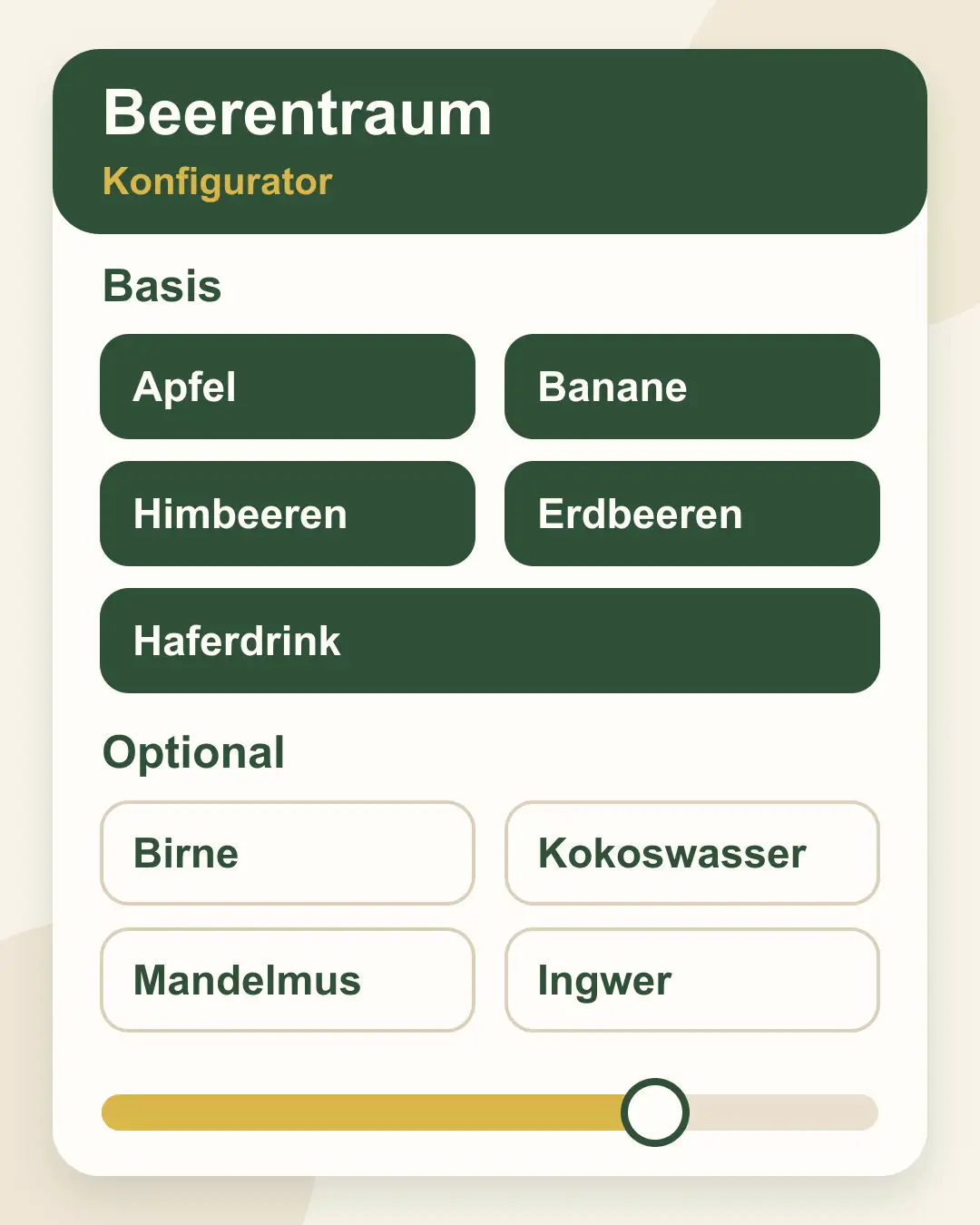 Konfigurator-Ansicht mit Anpassungsoptionen