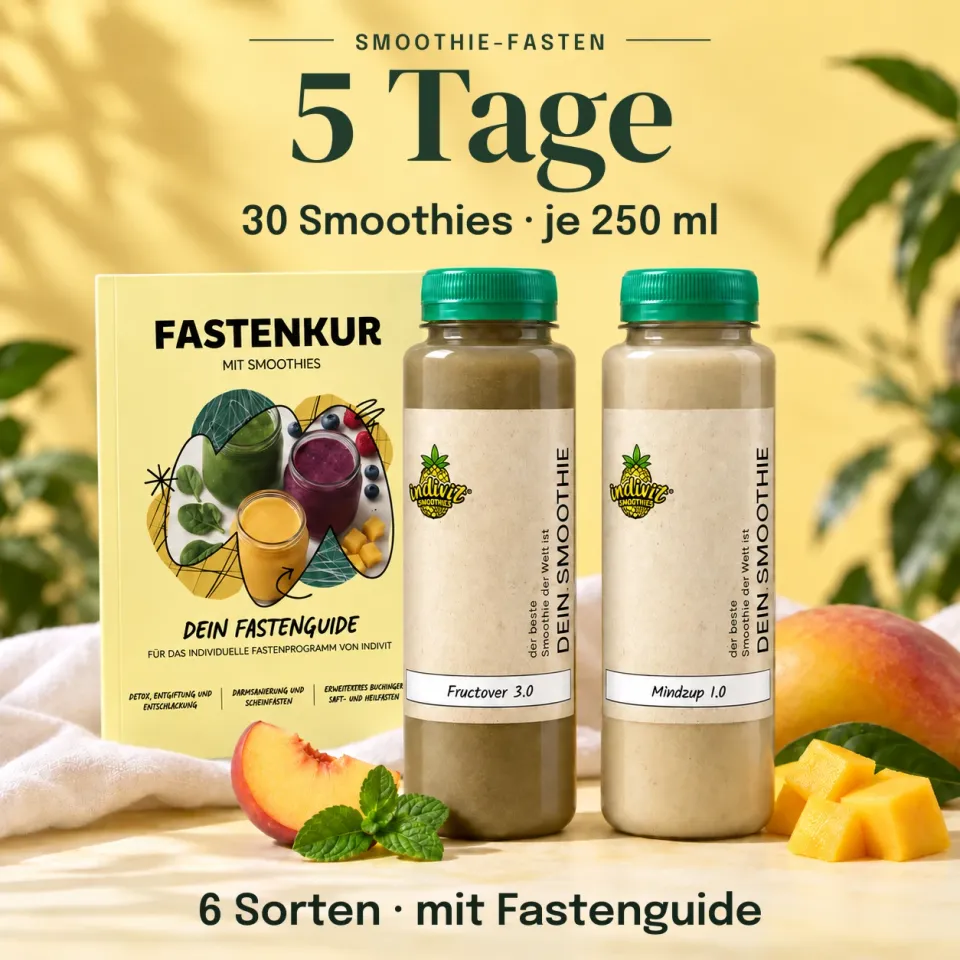 5 Tage Smoothie-Fasten: 30 Smoothies à 250 ml mit Fastenguide