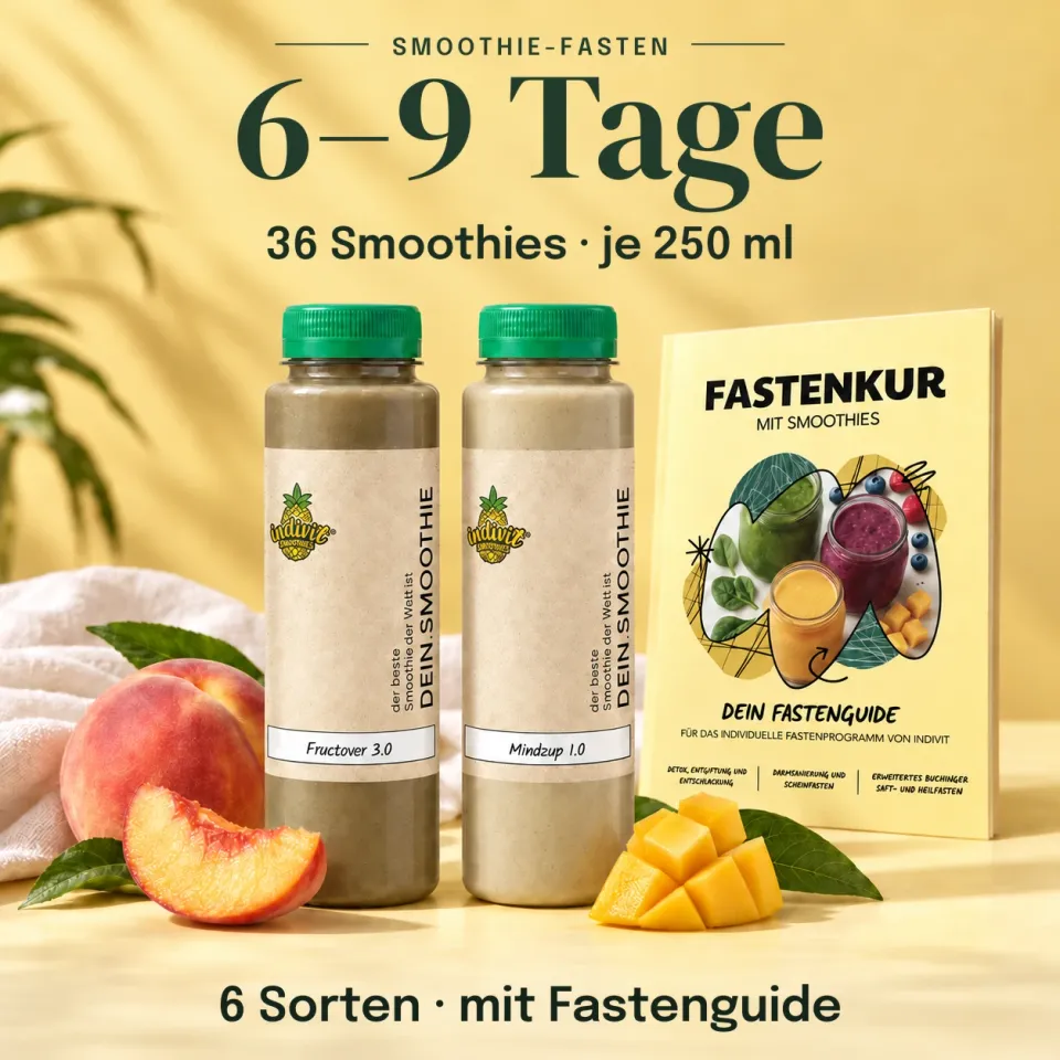 6 bis 9 Tage Smoothie-Fasten: 36 Smoothies à 250 ml mit Fastenguide