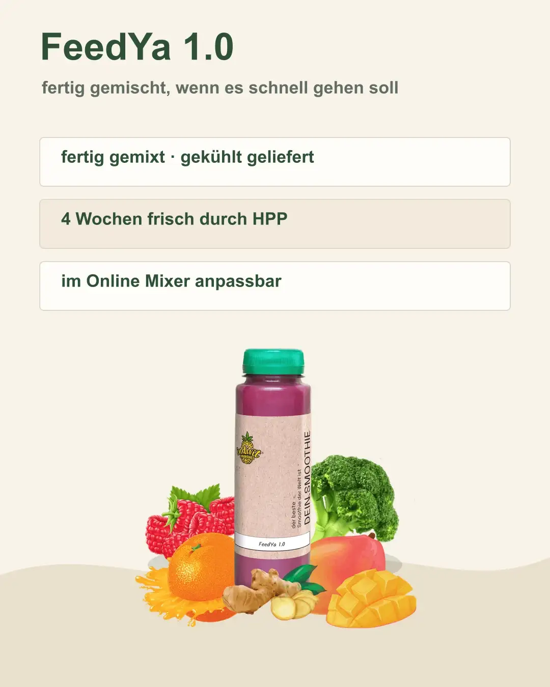 Fertiger Smoothie Indivit Smoothie Flasche mit Logo