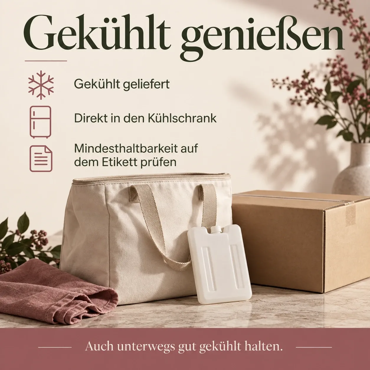 Smoothies gekühlt genießen: direkt in den Kühlschrank und Mindesthaltbarkeit auf dem Etikett prüfen