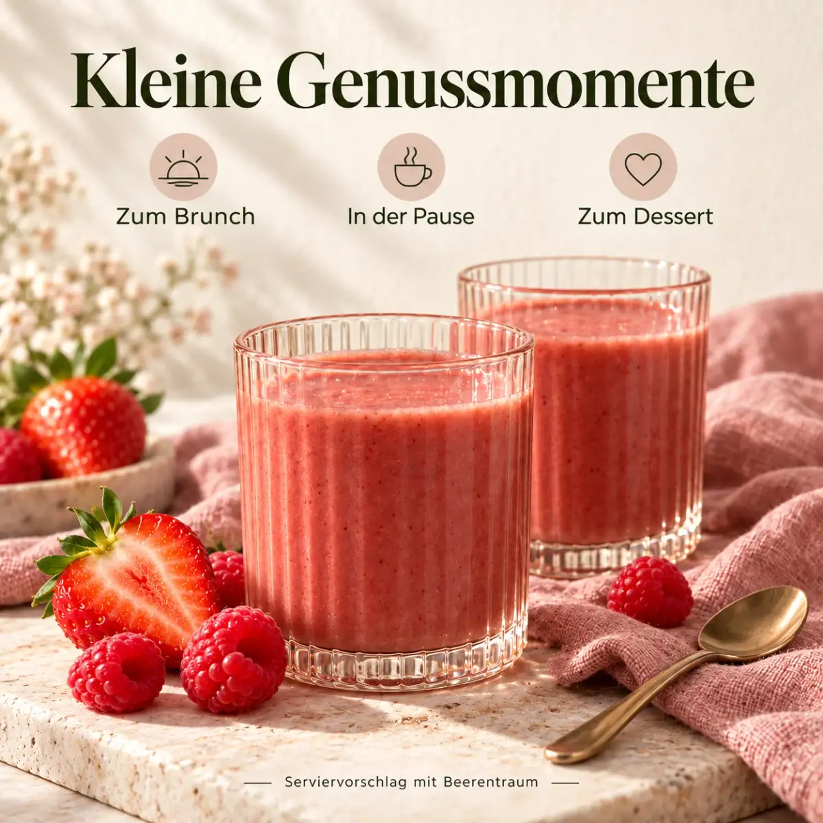 Beerentraum als Serviervorschlag zum Brunch, in der Pause oder zum Dessert Beerentraum als Serviervorschlag zum Brunch, in der Pause oder zum Dessert