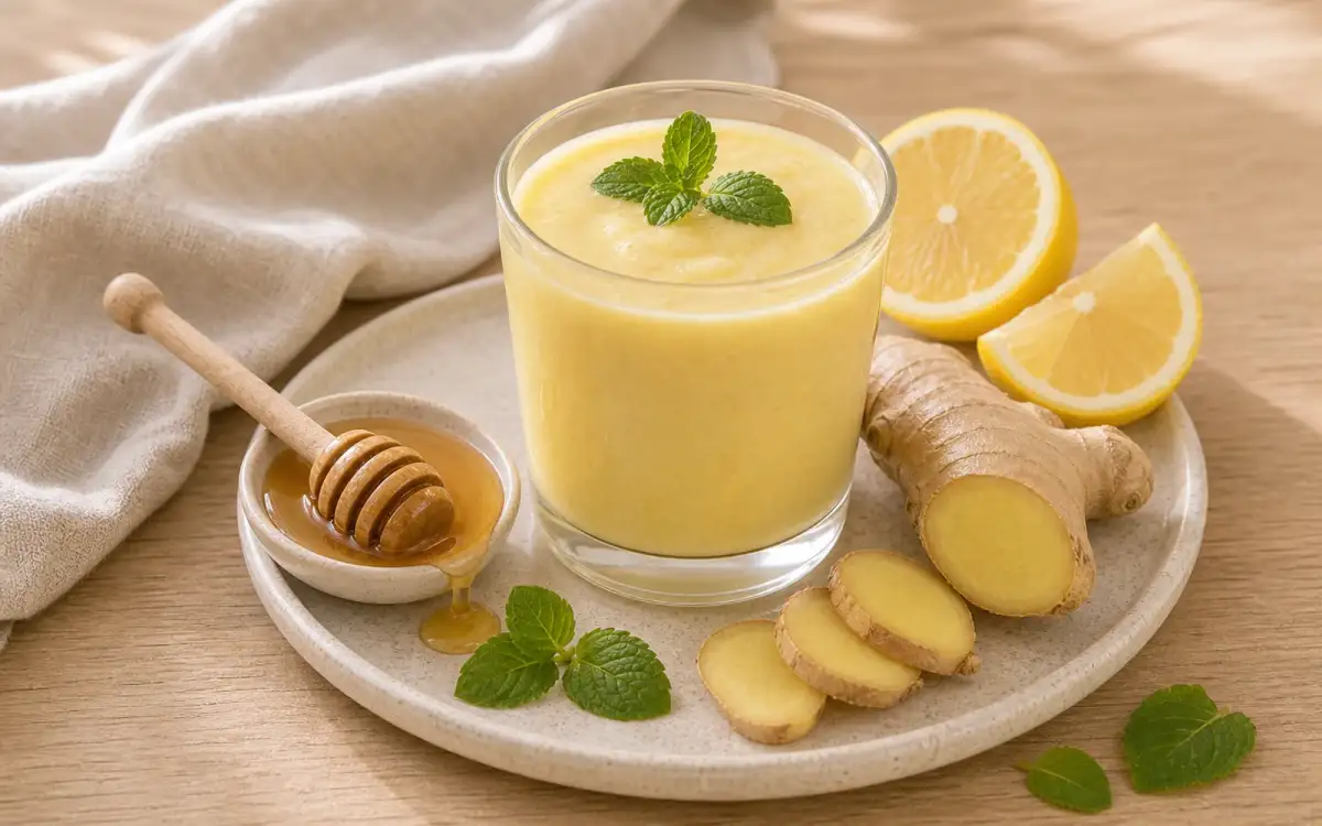 Immunbooster Smoothie mit Honig, Ingwer und Zitrone Smoothie mit Honig, Ingwer und Zitrone