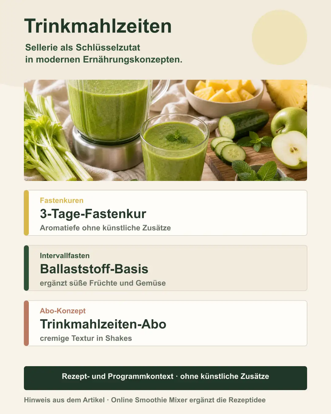 Sellerie-Smoothie als Teil eines Ernährungsprogramms