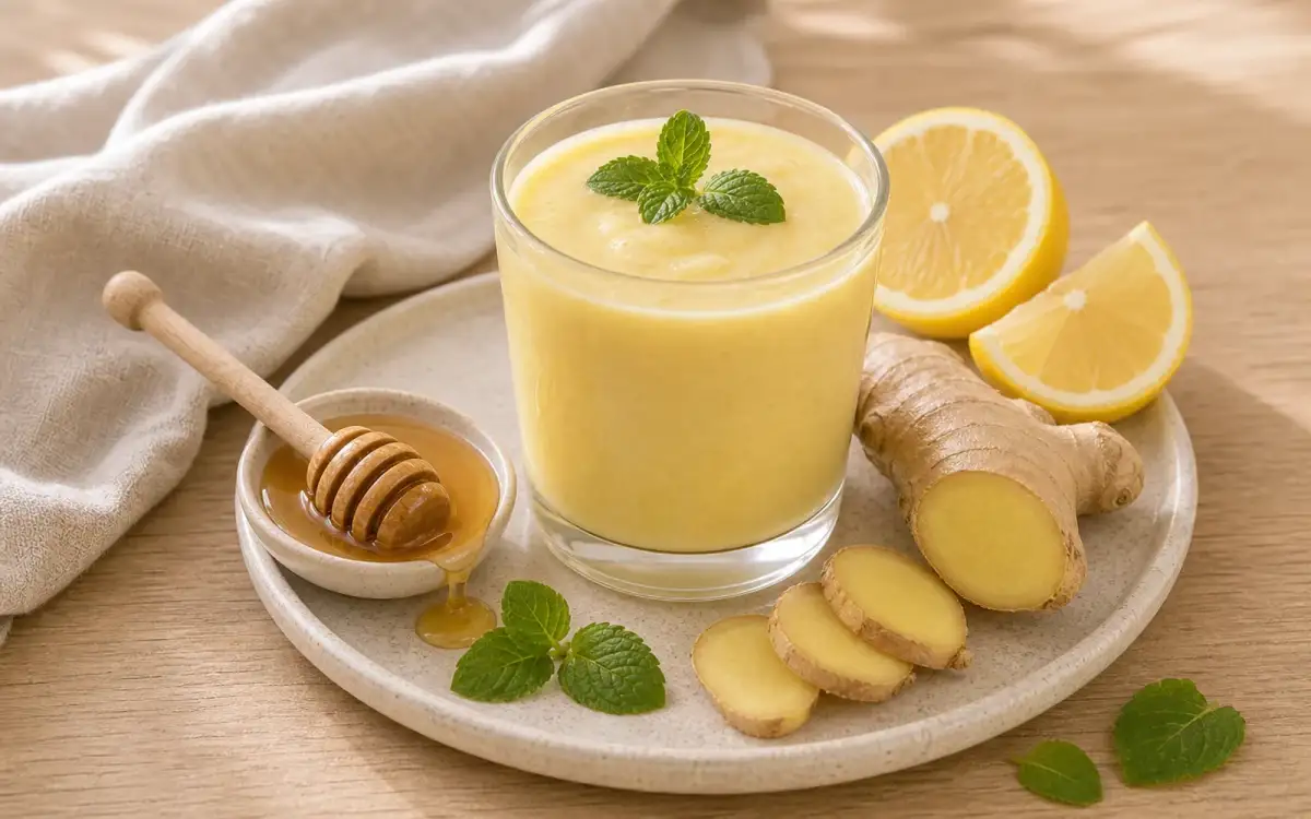 Zutaten perfekt geschichtet im Smoothie-Mixer Smoothie- und Zutatenbild zu Zutaten perfekt geschichtet im Smoothie-Mixer