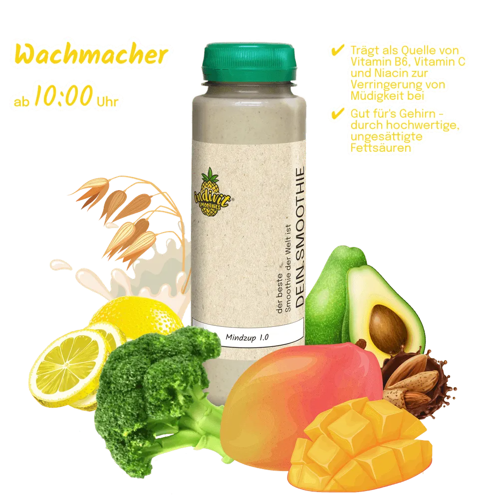 Smoothies mit 7x mehr Ballaststoffen als Saftkuren Mindzup 1.0 Intervallfasten Smoothie mit ballaststoffreichen Zutaten