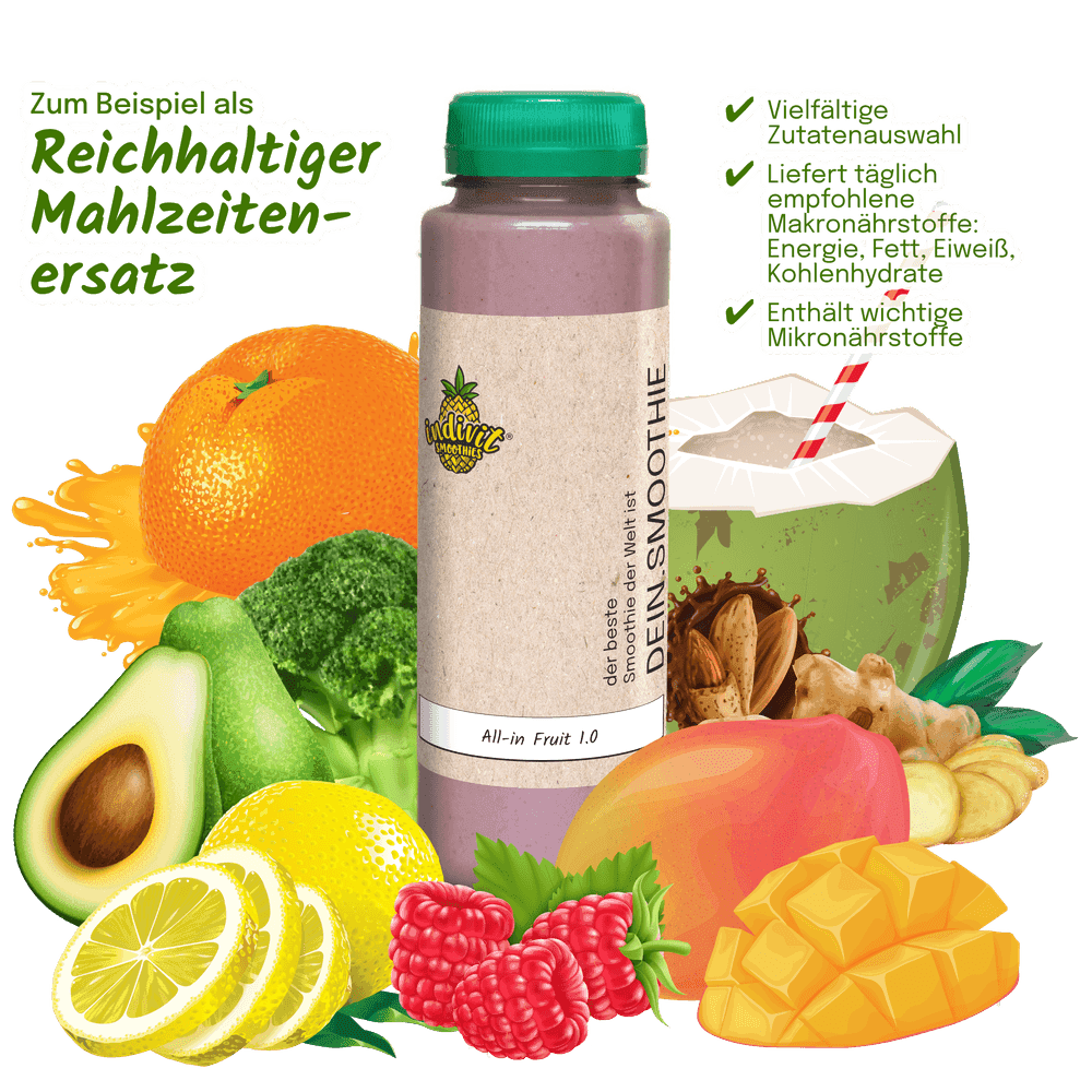 Tagesplan mit Smoothie-Mahlzeiten: So nutzt du unsere Shakes All-in Fruit 1.0 Trinkmahlzeit für verschiedene Tageszeiten