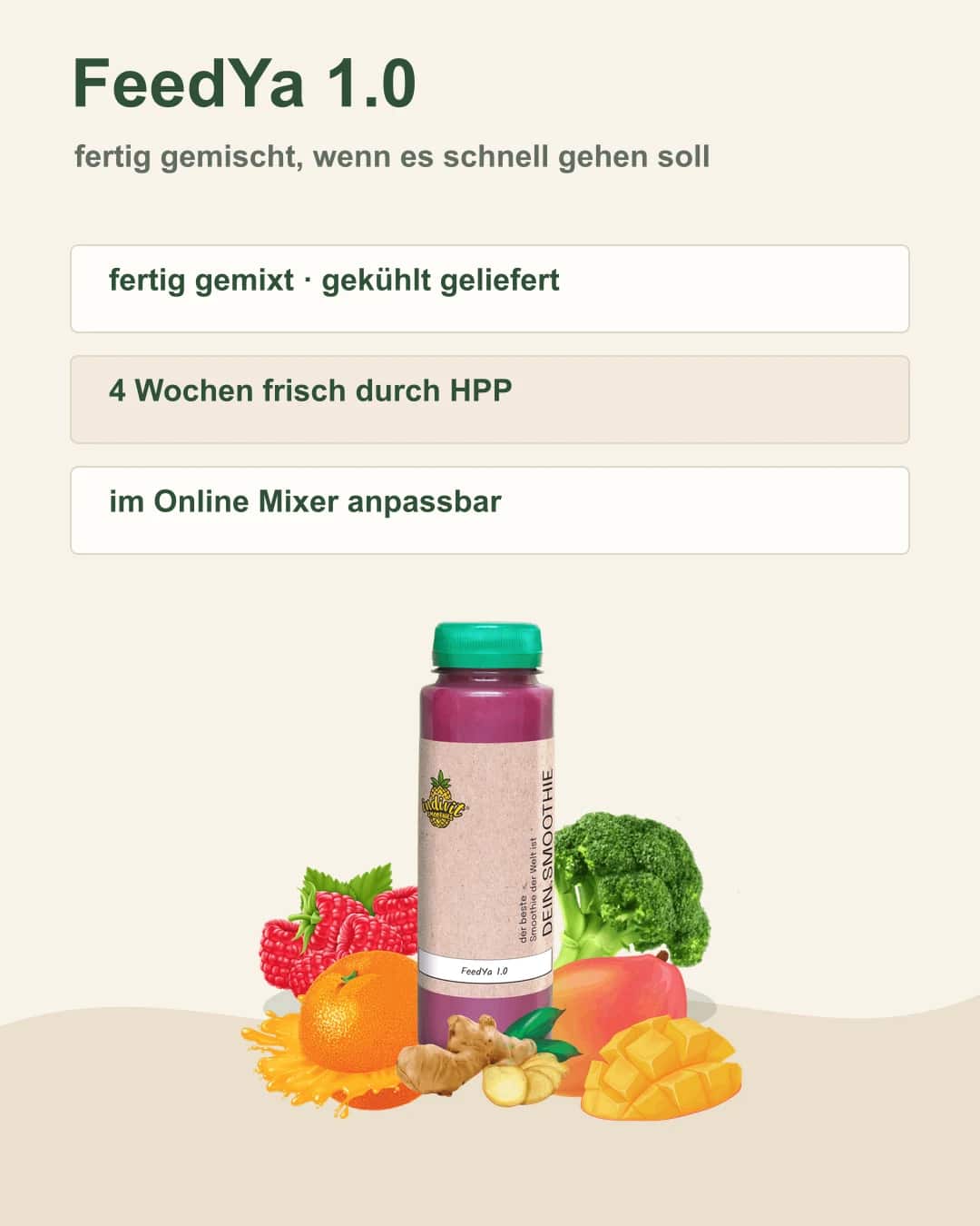 Fertiger Smoothie Indivit Smoothie Flasche mit Logo