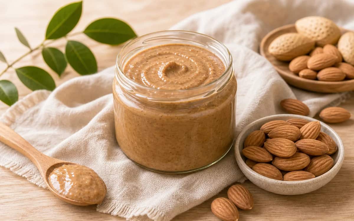 Serviervorschlag für einen sommerlichen Pfirsich Smoothie Smoothie- und Zutatenbild zu Serviervorschlag für einen sommerlichen Pfirsich Smoothie