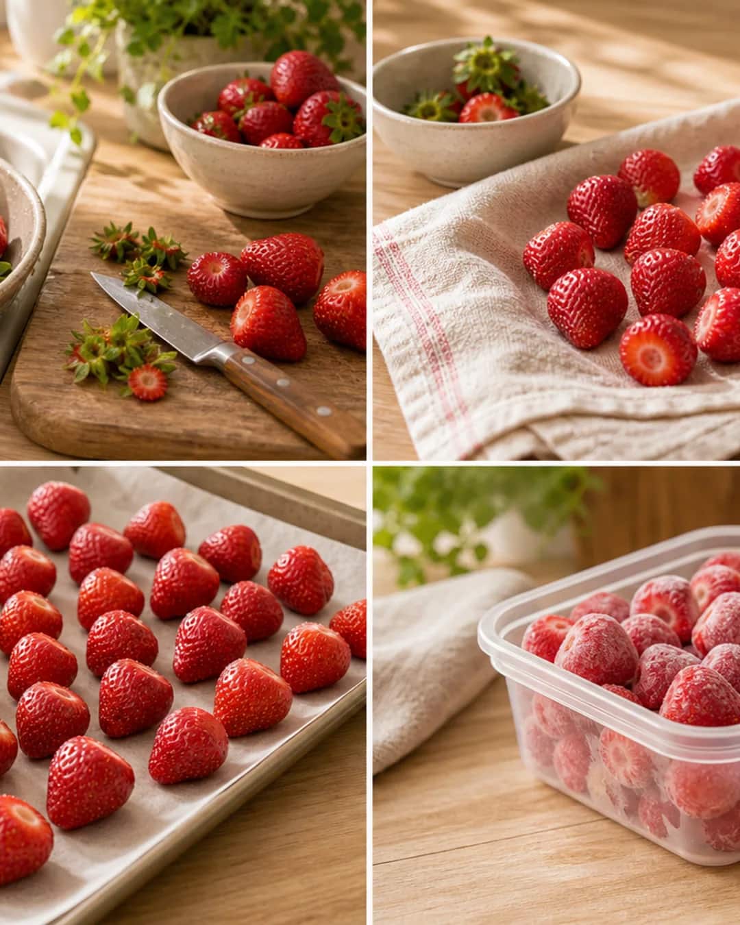 So frierst du Erdbeeren richtig ein Erdbeeren einfrieren Schritt-für-Schritt bebildert