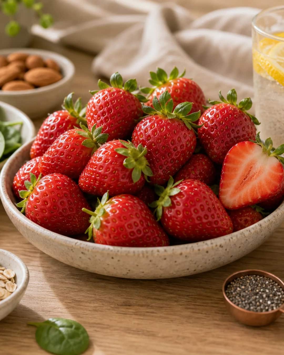Die wichtigsten Vitamine und Mineralstoffe in Erdbeeren Illustration von Vitamin C und Mineralstoffen in Erdbeeren