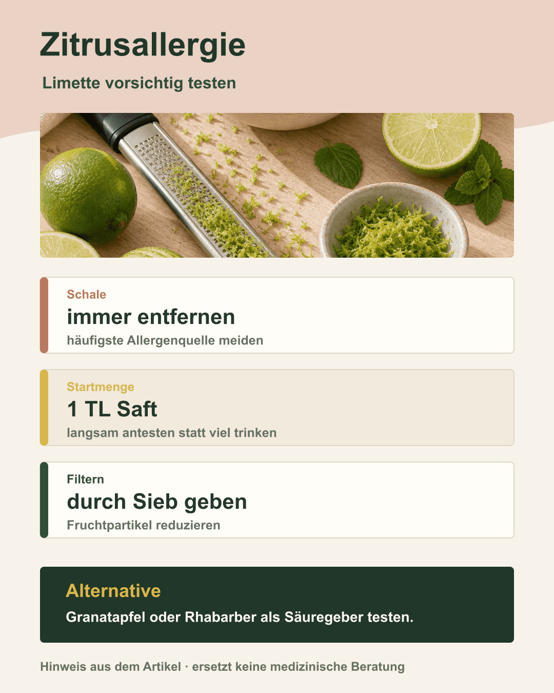 Vorsicht bei Zitrusallergie – Tipps zur Vermeidung Symbolbild zu Zitrusfrucht-Allergie mit Warnsymbol