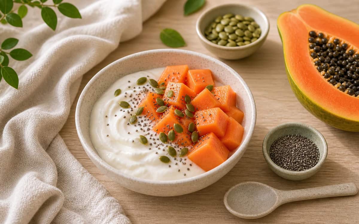 Abnehmen mit Papaya – Die leichte Frucht Papaya mit Joghurt und Maßband