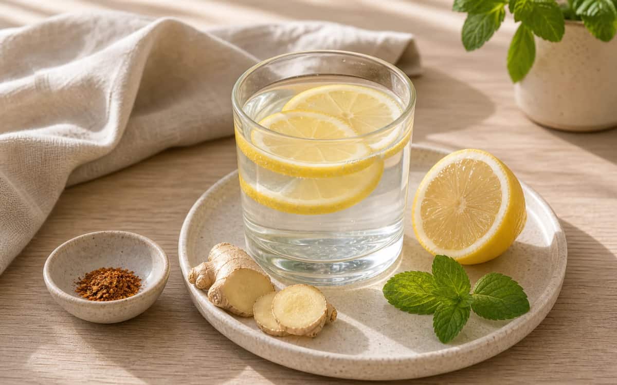 Zitronenwasser beim Intervallfasten – der gesunde Start in den Tag Glas Zitronenwasser auf nüchternem Magen trinken