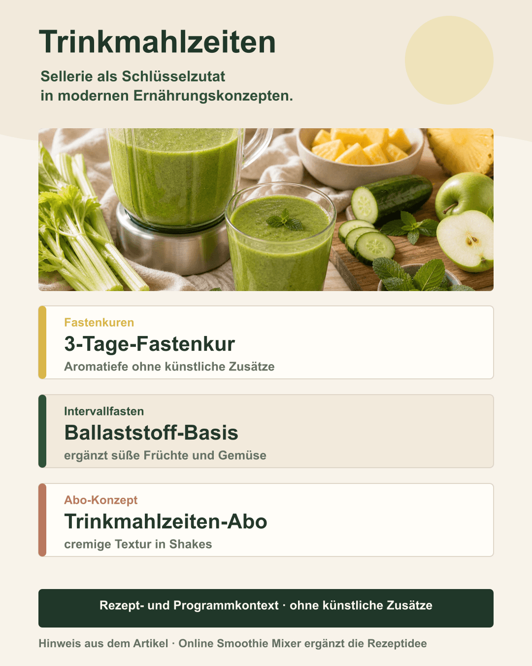 Sellerie als Schlüsselzutat in modernen Trinkmahlzeiten Sellerie-Smoothie als Teil eines Ernährungsprogramms