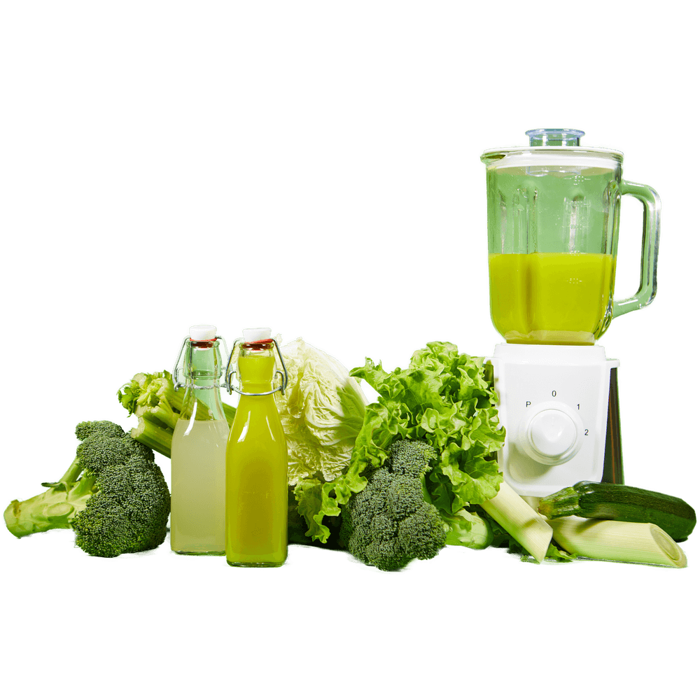 Mixer mit frischen Smoothie-Zutaten in moderner Küche