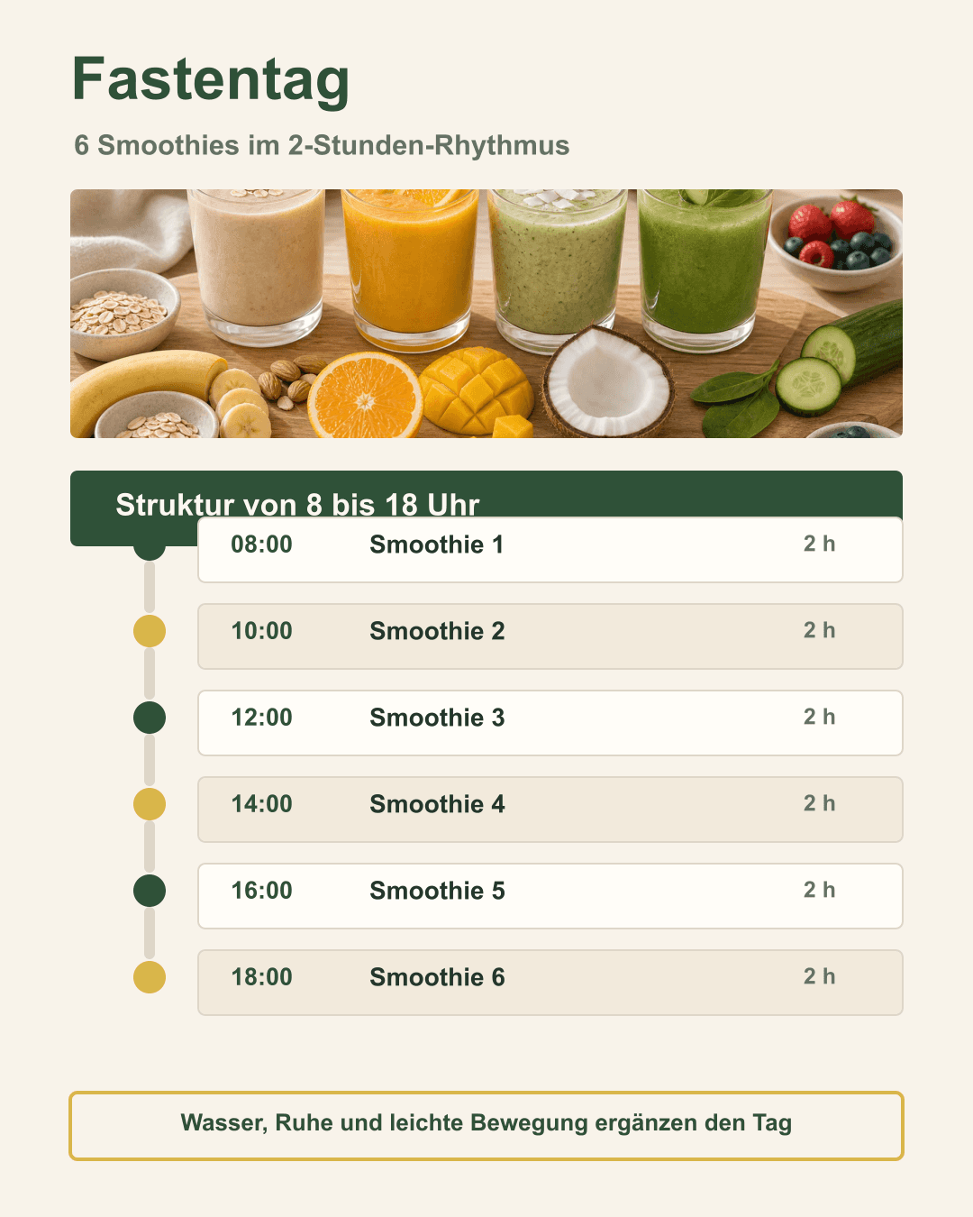 So sieht ein Fastentag mit Smoothies aus Zeitplan für einen Fastentag mit Smoothies