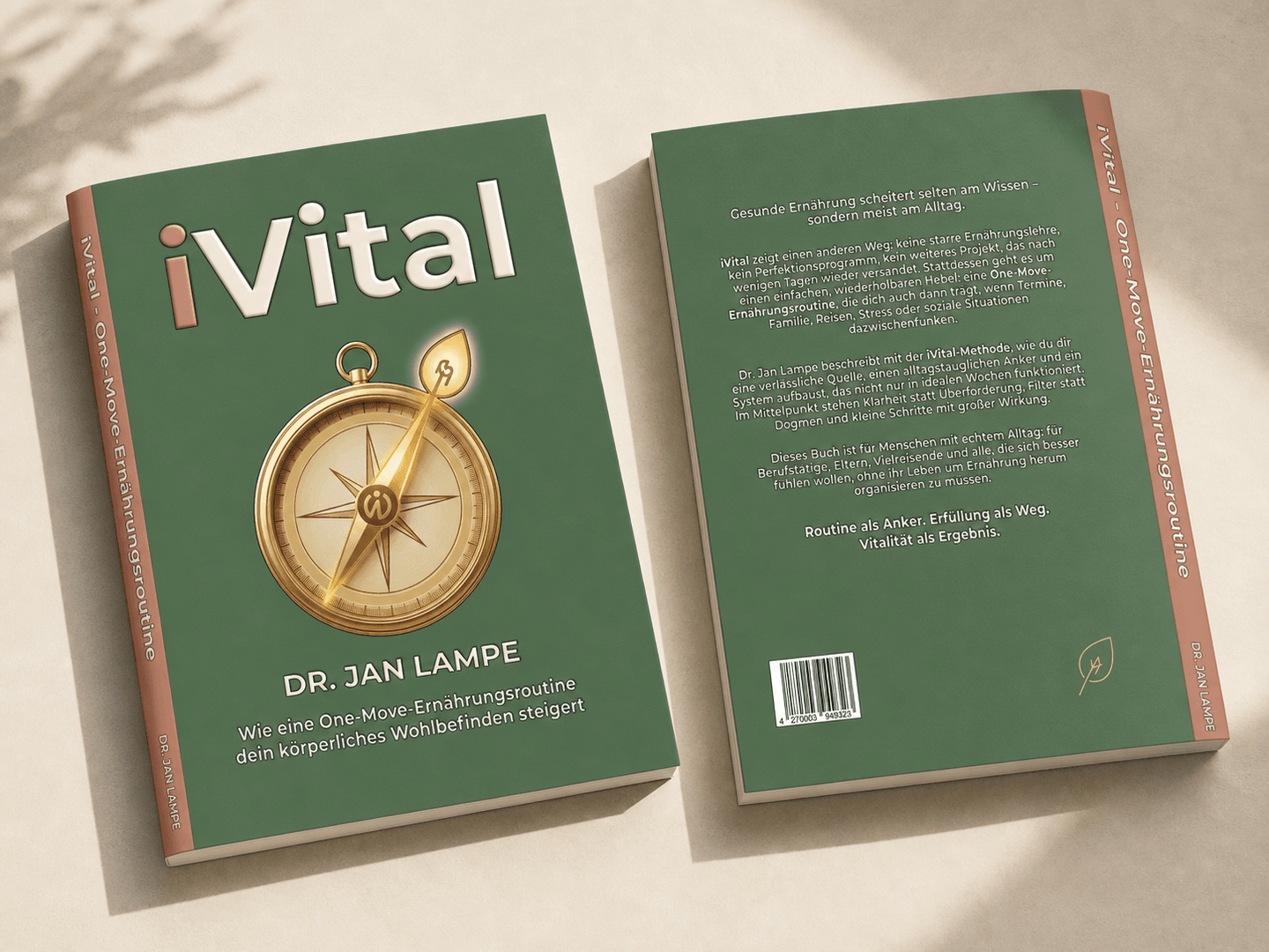 Vorder- und Rückseite des grünen iVital Softcovers
