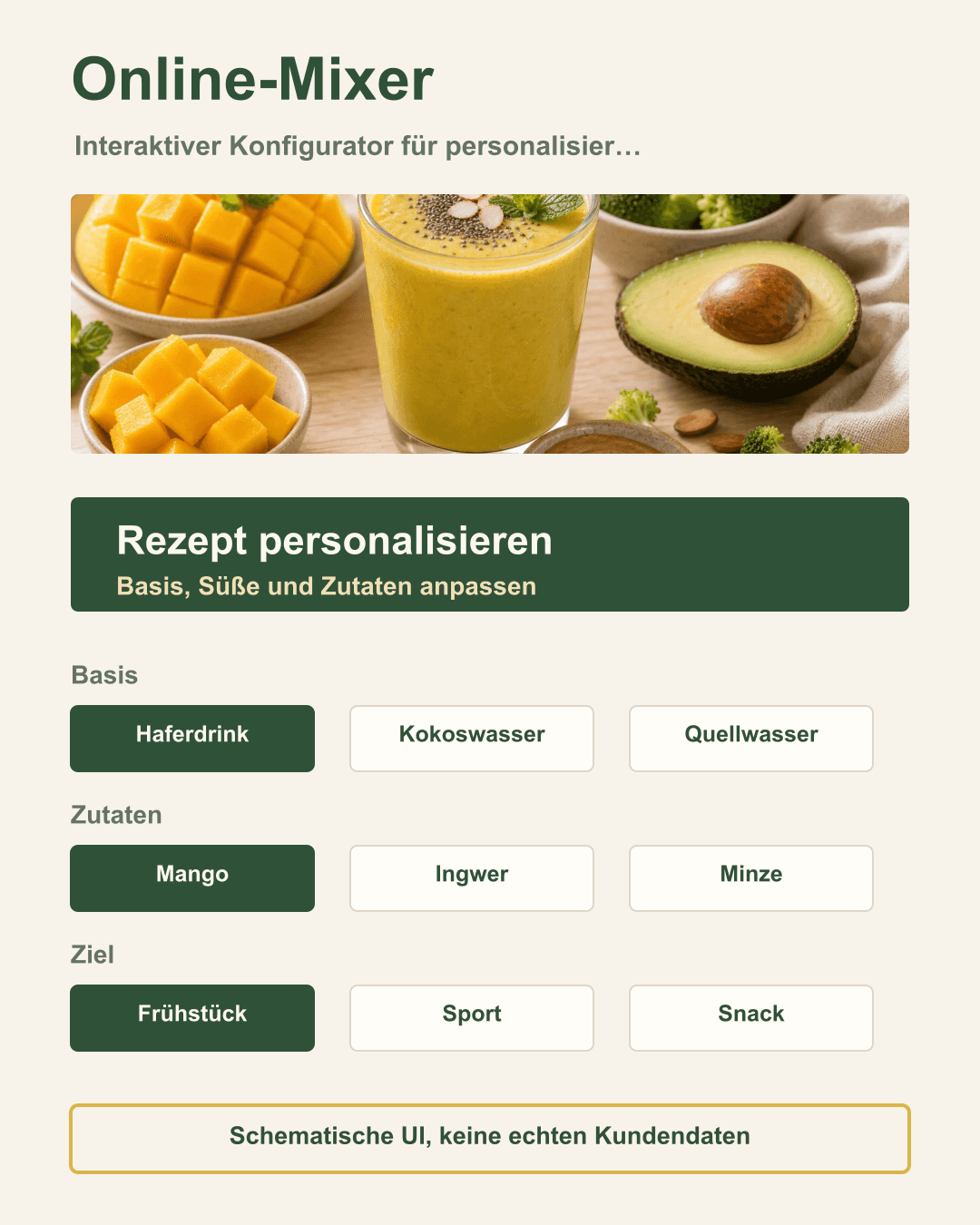 Interaktiver Konfigurator für personalisierte Brainfood-Smoothies Grafik zu Interaktiver Konfigurator für personalisierte Brainfood-Smoothies