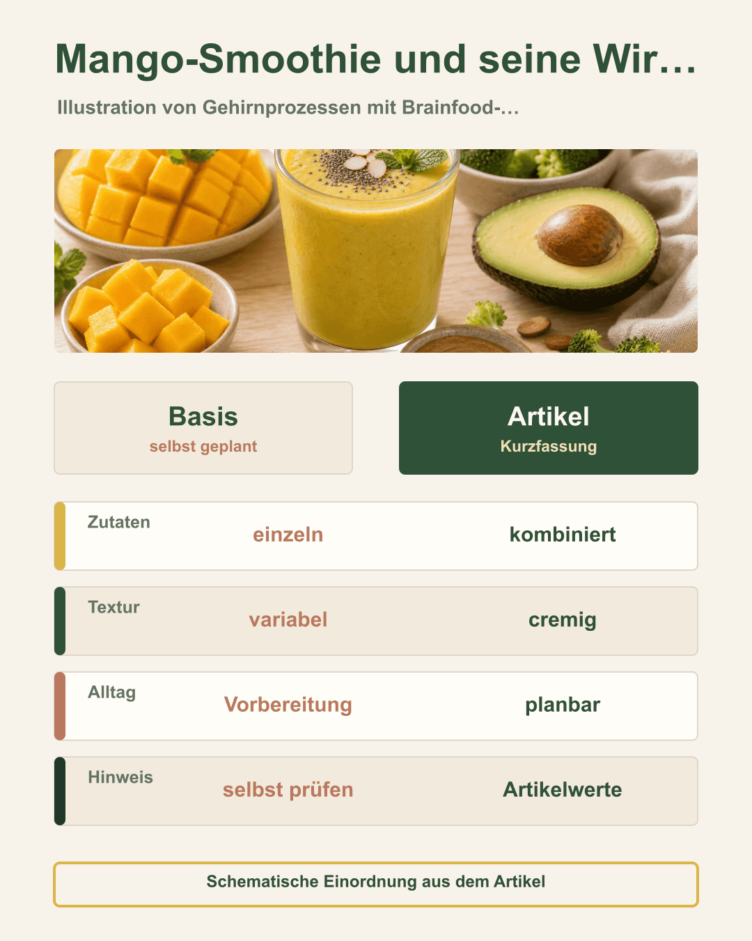 Mango-Smoothie und seine Wirkung auf Neurotransmitter im Gehirn Grafik zu Mango-Smoothie und seine Wirkung auf Neurotransmitter im Gehirn