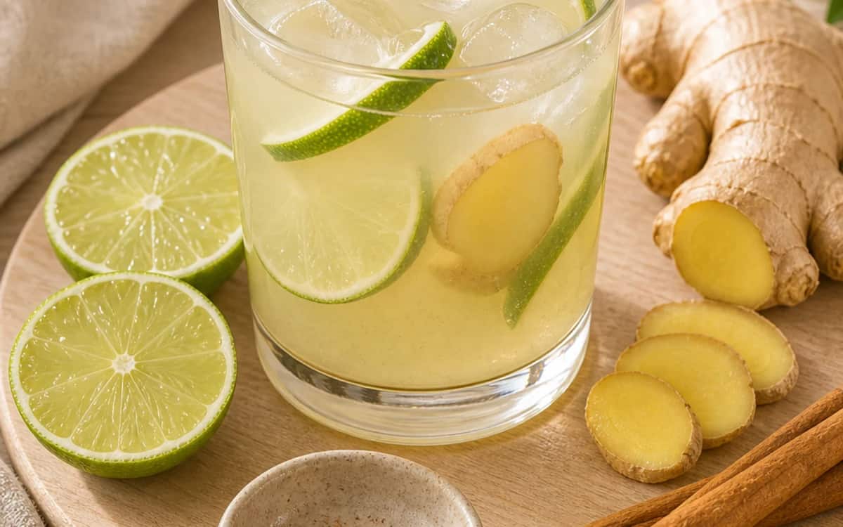 Frische Zutaten für den Detox Smoothie vorbereitet Smoothie- und Zutatenbild zu Frische Zutaten für den Detox Smoothie vorbereitet